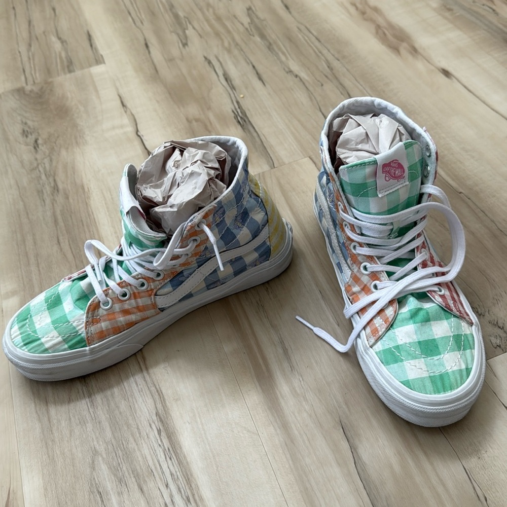 VANS Sk8-Hi Tapered Skate Shoe Gingham Color-Block Women’s size 9/Men’s 7.5
